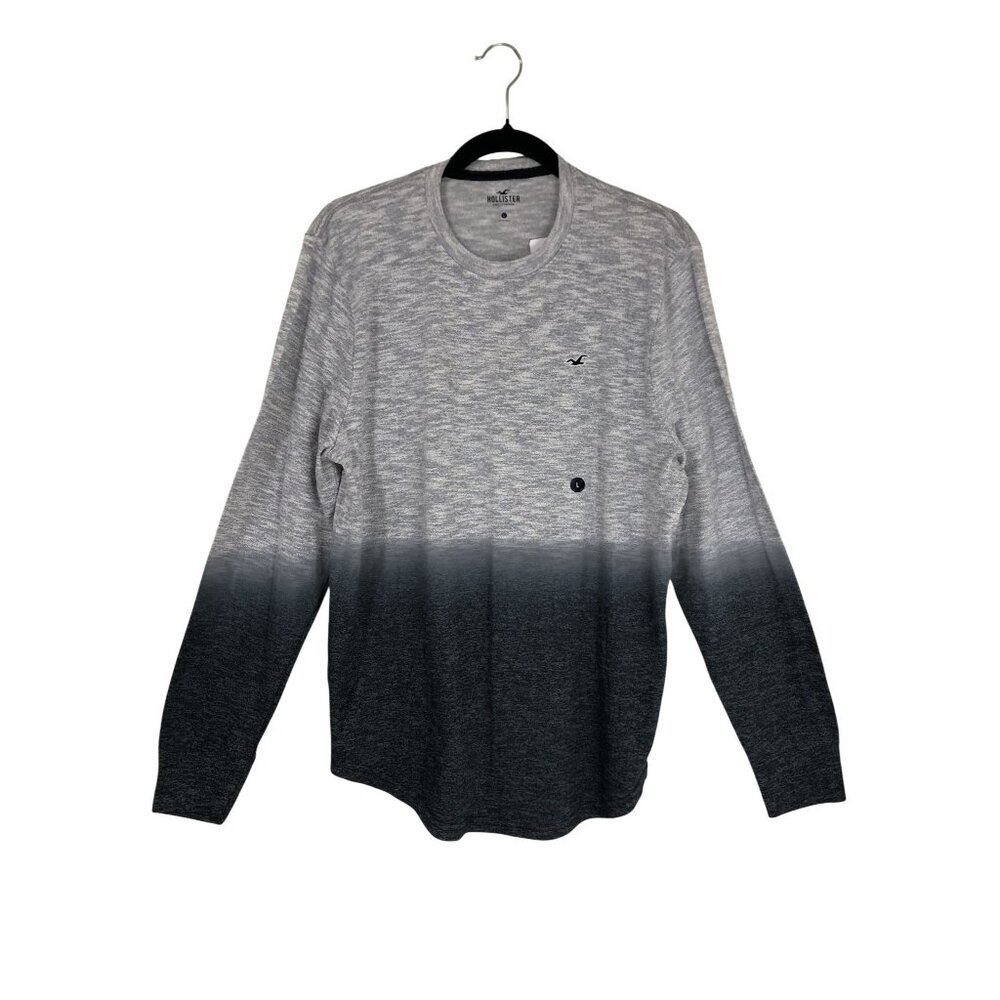 NWT Hollister Sweater Size Large Mens Gray & Black Gradient Crewneck light